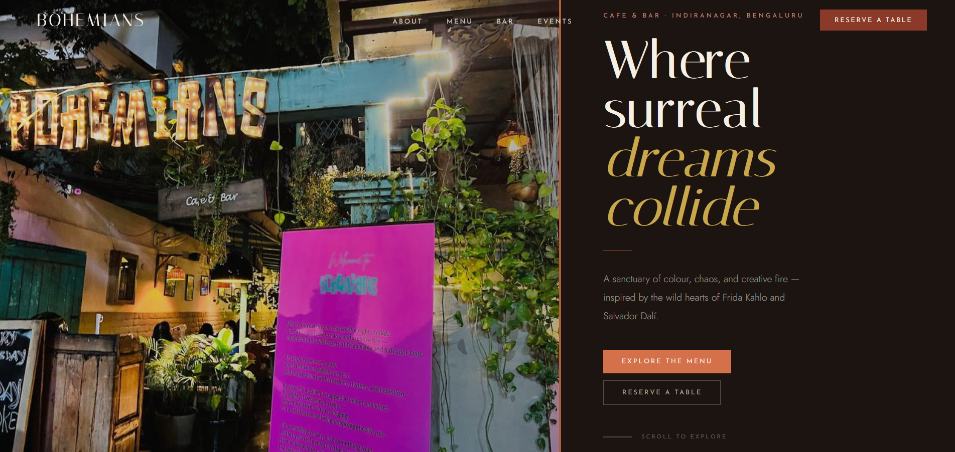 Bohemians Cafe Website Preview